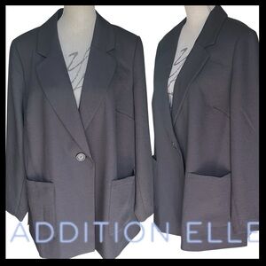 Addition Elle Black One Button Patch Pocket Blazer Jacket (20)